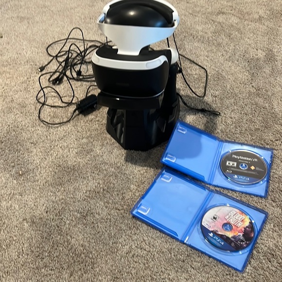 PSVR with stand and two games.
